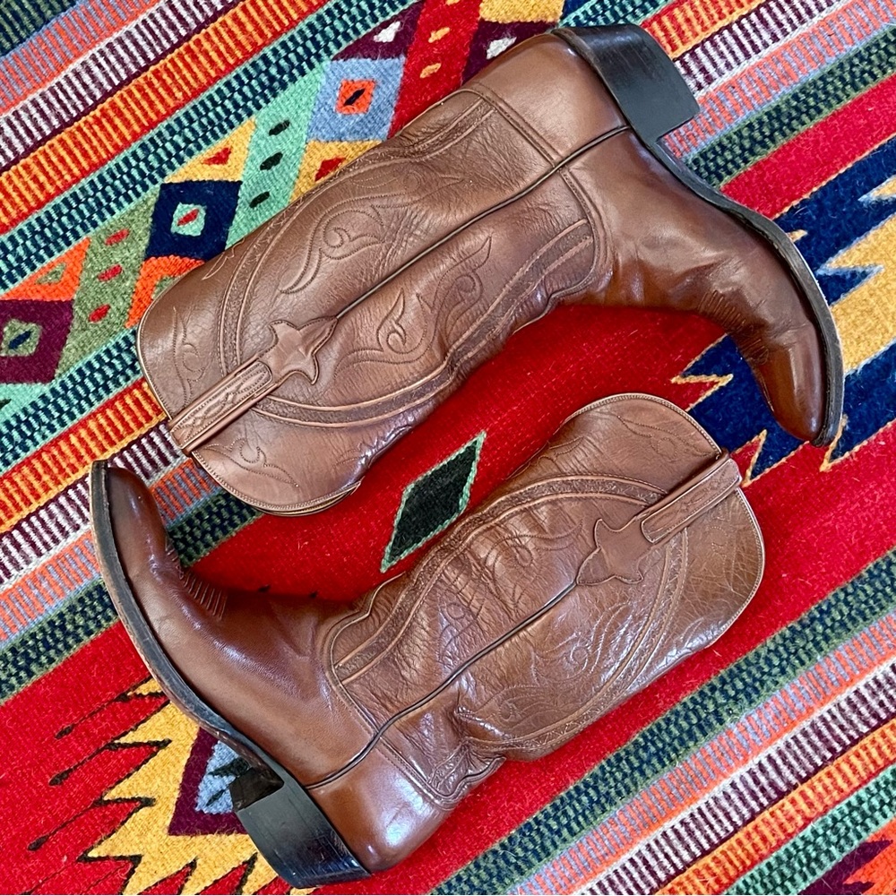 Lucchese Mens 9.5 2E Cowhide Leather Cowboy Boots